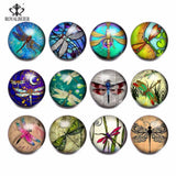 Dragonfly Glass Charms 12pcs for 20mm Snaps Bracelet