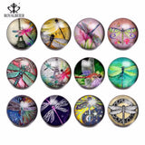 Dragonfly Glass Charms 12pcs for 20mm Snaps Bracelet