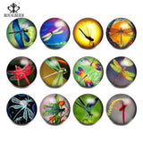 Dragonfly Glass Charms 12pcs for 20mm Snaps Bracelet