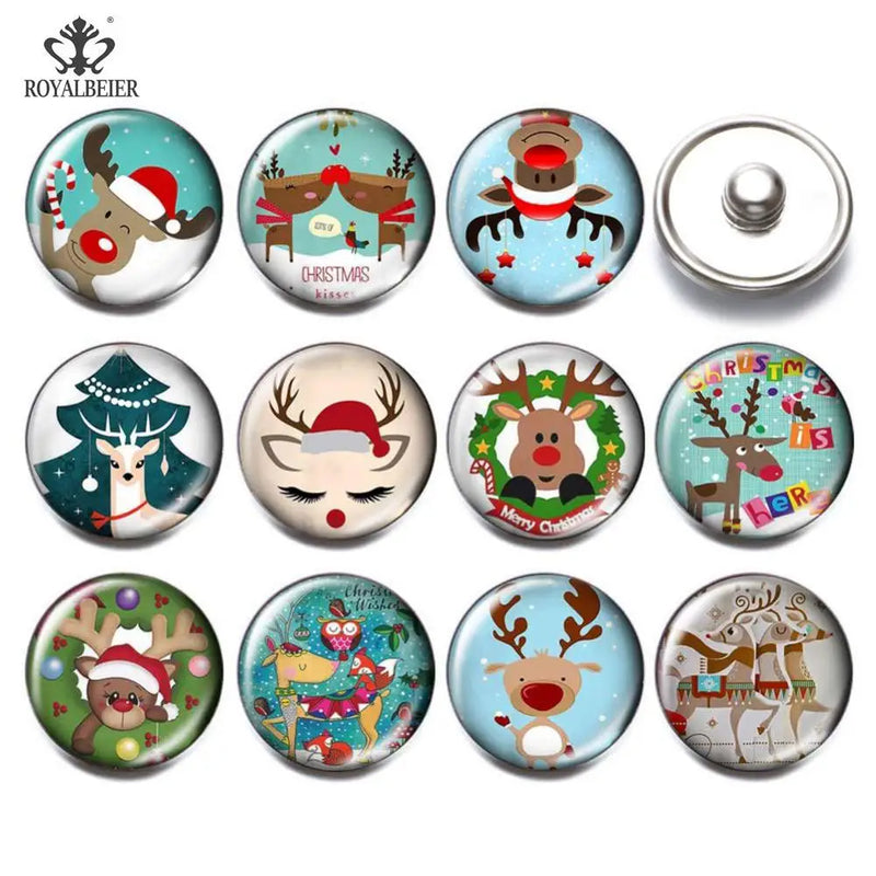 RoyalBeier 12pcs Flower Snap Button 18mm Glass Snaps Jewelry Pretty Girl Charms