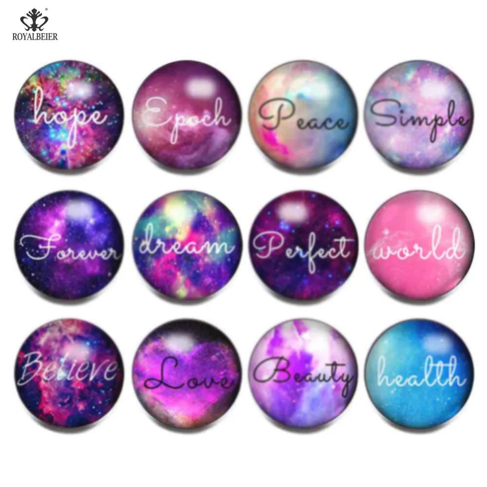 12pcs Love Words Glass Snap Buttons for Snap Jewelry