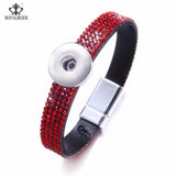 RoyalBeier Snap Leather Bracelet with Rhinestone Bangle