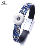 RoyalBeier Snap Leather Bracelet with Rhinestone Bangle
