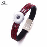 RoyalBeier Snap Leather Bracelet with Rhinestone Bangle