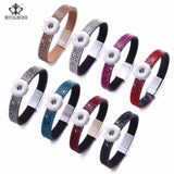 RoyalBeier Snap Leather Bracelet with Rhinestone Bangle