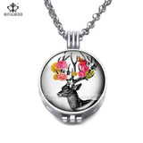 RoyalBeier Feather Locket Necklace Aromatherapy Elk Necklace Vintage Perfume