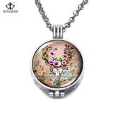 RoyalBeier Feather Locket Necklace Aromatherapy Elk Necklace Vintage Perfume