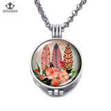 RoyalBeier Feather Locket Necklace Aromatherapy Elk Necklace Vintage Perfume