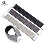 RoyalBeier Leather Crystal Wide Wrap Bracelet for Women