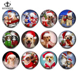 Christmas Glass Charms Snap Button Bracelet - Festive Holiday Design