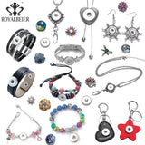 Christmas Glass Charms Snap Button Bracelet - Festive Holiday Design