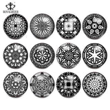 12pcs Geometry Snap Button Glass Charms Jewelry 18MM DIY For Bracelet Pendant