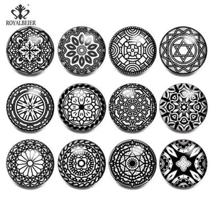 12pcs Geometry Snap Button Glass Charms Jewelry 18MM DIY For Bracelet Pendant