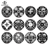 12pcs Geometry Snap Button Glass Charms Jewelry 18MM DIY For Bracelet Pendant