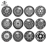 12pcs Geometry Snap Button Glass Charms Jewelry 18MM DIY For Bracelet Pendant