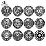 12pcs Geometry Snap Button Glass Charms Jewelry 18MM DIY For Bracelet Pendant