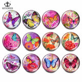 12pcs Mix Butterflies Glass 18mm Colorful Snaps Button Charm DIY Bracelet