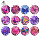 12pcs Mix Butterflies Glass 18mm Colorful Snaps Button Charm DIY Bracelet