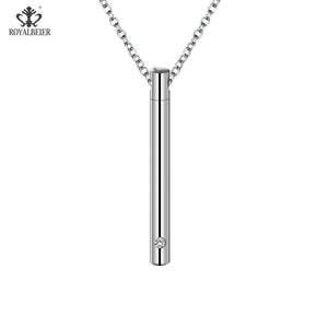 Royalbeier Stainless Steel Cremation Urn Pendant Crystal Perfume Bottle Necklace