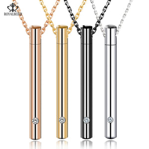 Royalbeier Stainless Steel Cremation Urn Pendant Crystal Perfume Bottle Necklace