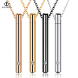 Royalbeier Stainless Steel Cremation Urn Pendant Crystal Perfume Bottle Necklace