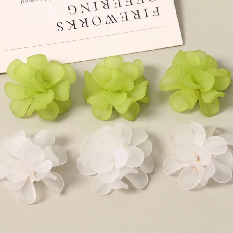 Rubber Acrylic Crochet Flower Beads DIY Jewelry Accessories 30pcs