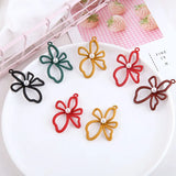 30pcs 25*41mm Floral Charms Metal Hollow Out Jewelry Flower Earring Pendant