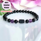 6mm Raw Tourmaline Amethyst Bracelet for Protection
