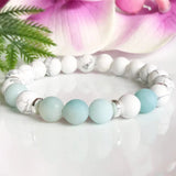 8 MM Matte Amazonite Howlite Gemstone Bracelet Women`s Natural Stone Beaded
