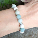 8 MM Matte Amazonite Howlite Gemstone Bracelet Women`s Natural Stone Beaded