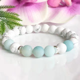 8 MM Matte Amazonite Howlite Gemstone Bracelet Women`s Natural Stone Beaded