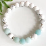 8 MM Matte Amazonite Howlite Gemstone Bracelet Women`s Natural Stone Beaded