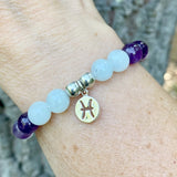 8mm Moonstone Pisces Zodiac Charm Bracelet Astrology Fluorite Gemstones