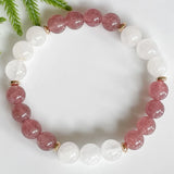 8 MM Jade & Strawberry Quartz Bracelet Healing Crystals Gemstone Bracelet