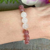 8 MM Jade & Strawberry Quartz Bracelet Healing Crystals Gemstone Bracelet