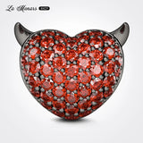 Ruby Demon Heart Fit Charm Bracelet Silver Plating
