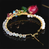 Ruby Gemstone Red Rose Bracelet 14K Filled Bangle Jewelry