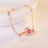 Ruby Rhinestone Cuff Bracelet Infinity Charm Rose Jewelry