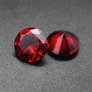 Dark Blood-Red Ruby Round Faceted Gemstone Brilliant Cut Multiple Sizes