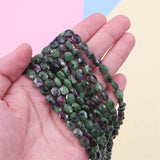 Ruby-Zoisite Faceted Cube Beads Strand 6x8mm