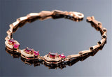 Sterling Silver Ruby Bracelet 18k Rose Red Crystal Bangle Chain Jewelry