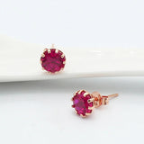 Ruby Ear Studs 585 Purple Jewelry 14K Rose Round Earrings for Women