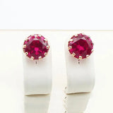 Ruby Ear Studs 585 Purple Jewelry 14K Rose Round Earrings for Women