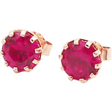 14K Rose Ruby Ear Studs Round Charm Earrings for Women