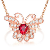 Ruby Gemstones Butterfly Choker Pendant Necklace for Women