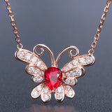 Ruby Gemstones Butterfly Choker Pendant Necklace for Women