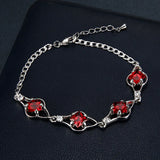 Ruby Gemstone Red Crystal Chain Bracelet for Women
