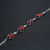 Ruby Gemstone Red Crystal Chain Bracelet for Women