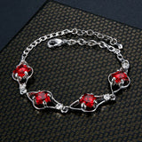 Ruby Gemstone Red Crystal Chain Bracelet for Women