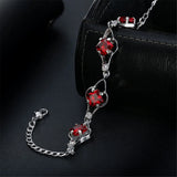 Ruby Gemstone Red Crystal Chain Bracelet for Women
